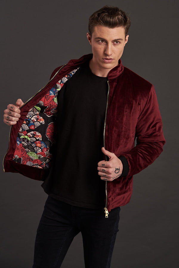 Velvet Biker Statement Bomber Jacket for men