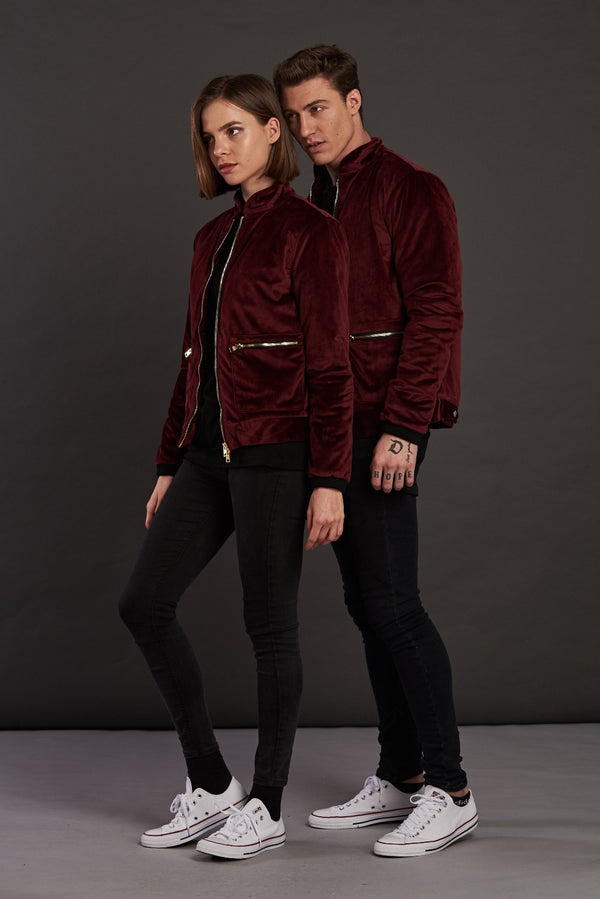 Velvet Biker Statement Bomber Jacket for men and women