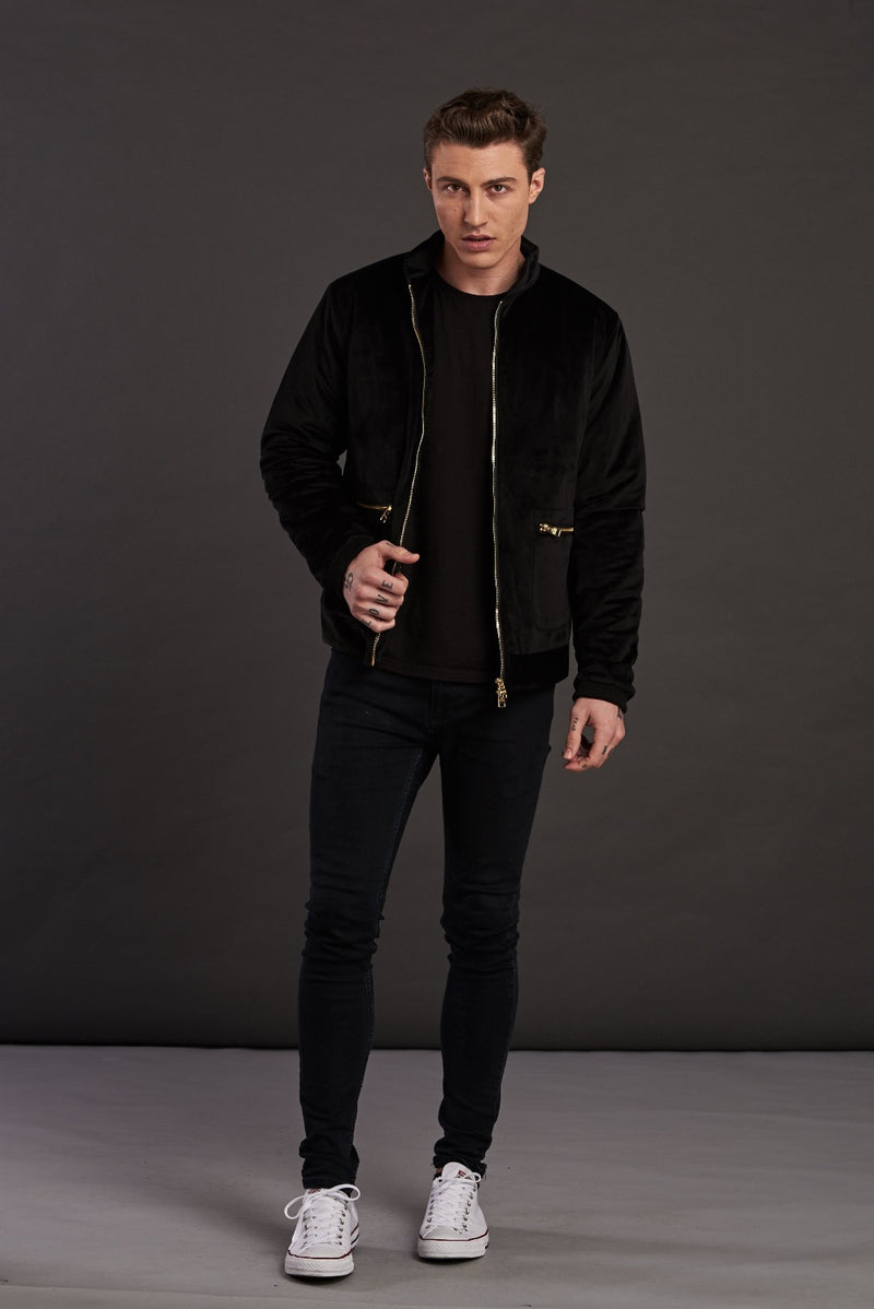 Velvet Biker Statement Bomber Jacket for men