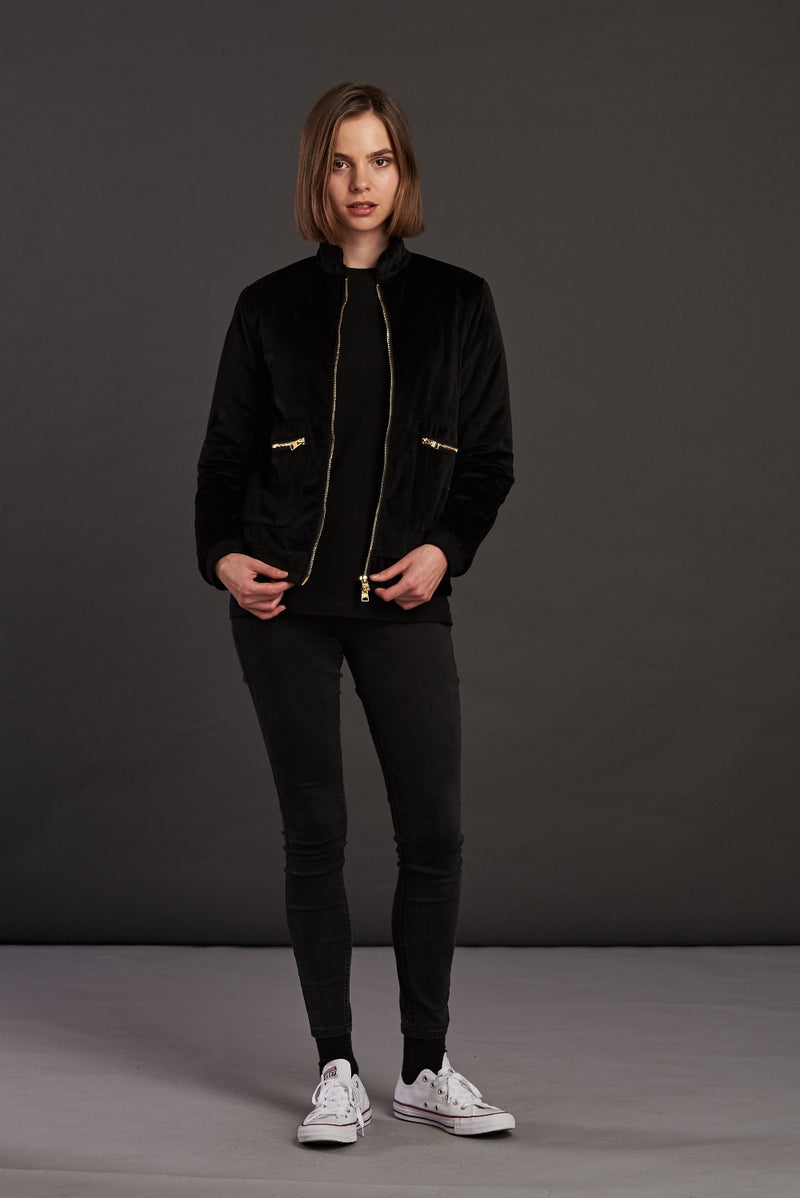 Velvet Biker Statement Bomber Jacket for women