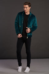 Velvet Biker Statement Bomber Jacket for men