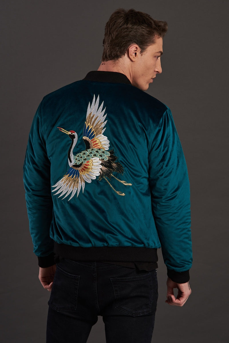 velvet reversible Statement bomber jacket for men