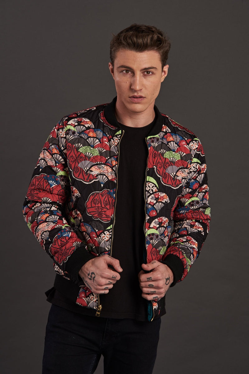 velvet reversible Statement bomber jacket for men