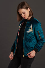 velvet reversible Statement bomber jacket for women