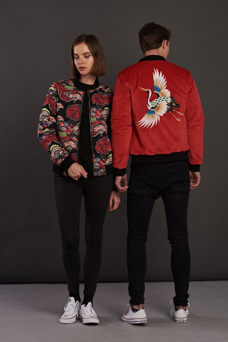 velvet reversible Statement bomber jacket for men and women