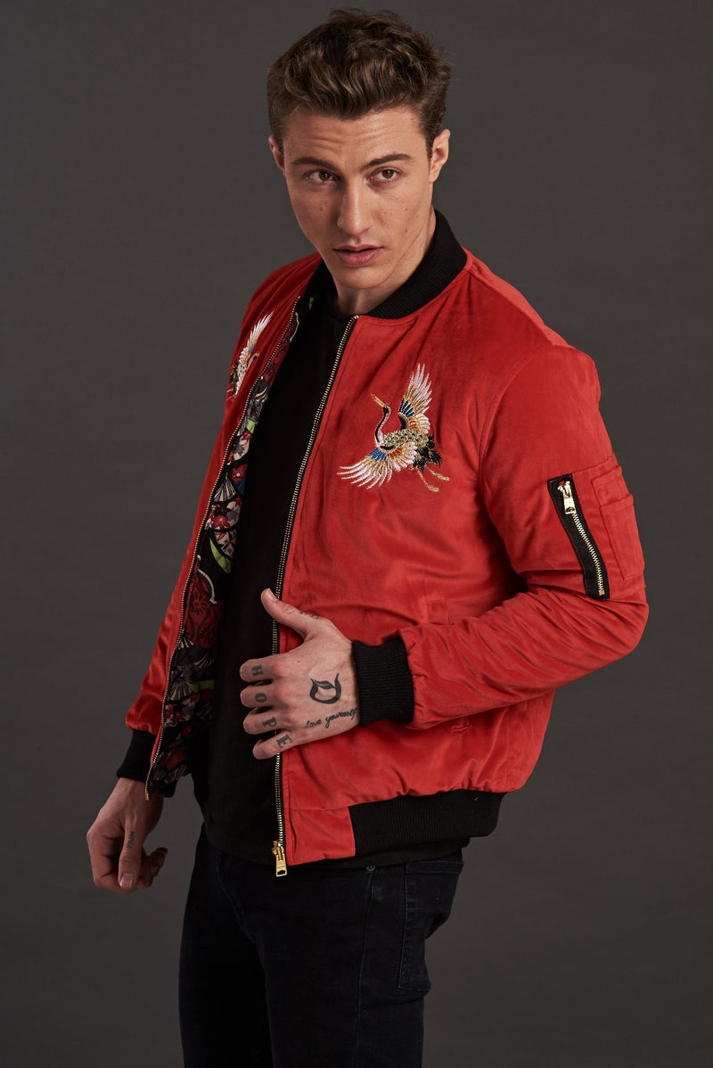 velvet reversible Statement bomber jacket for men
