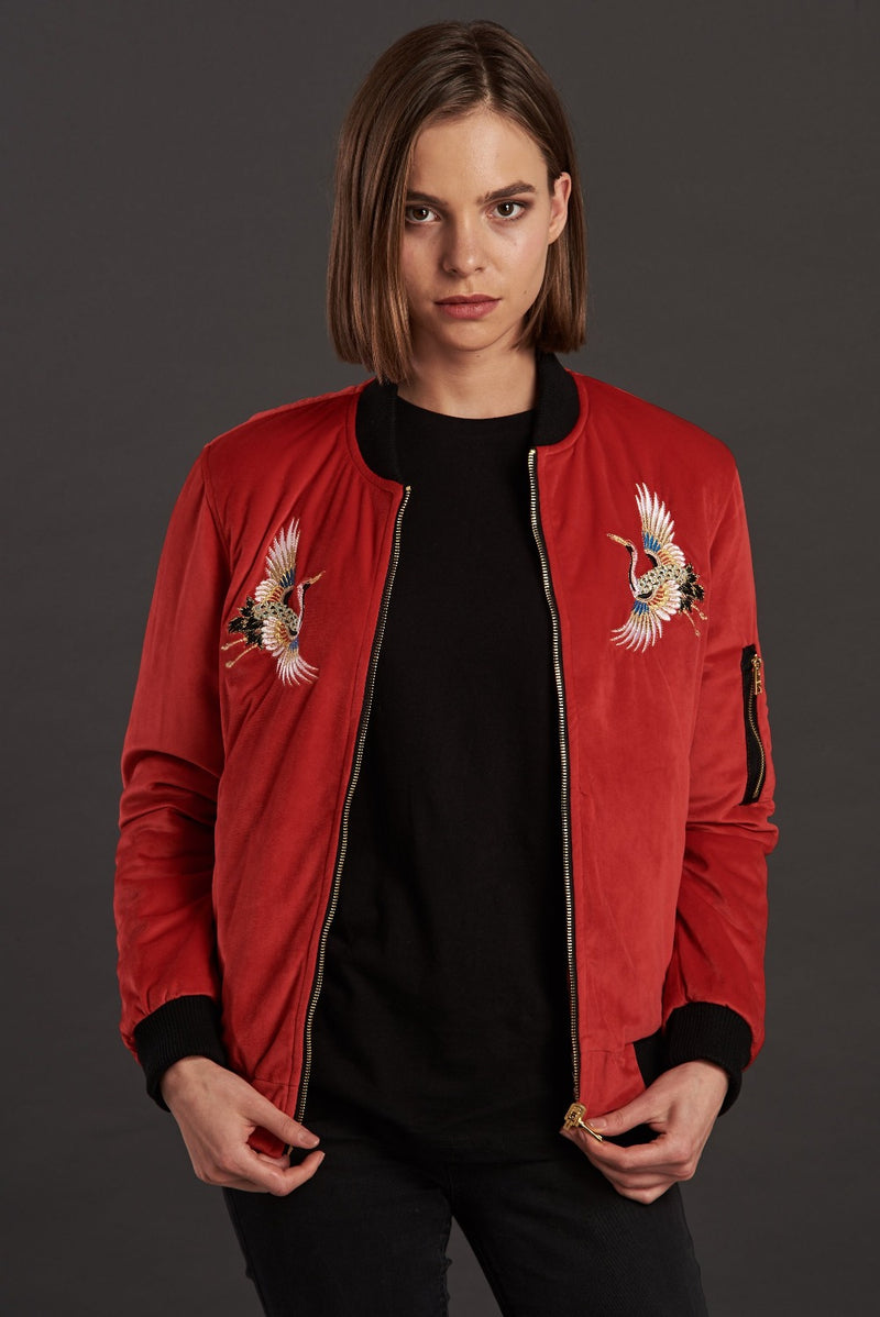 velvet reversible Statement bomber jacket for women
