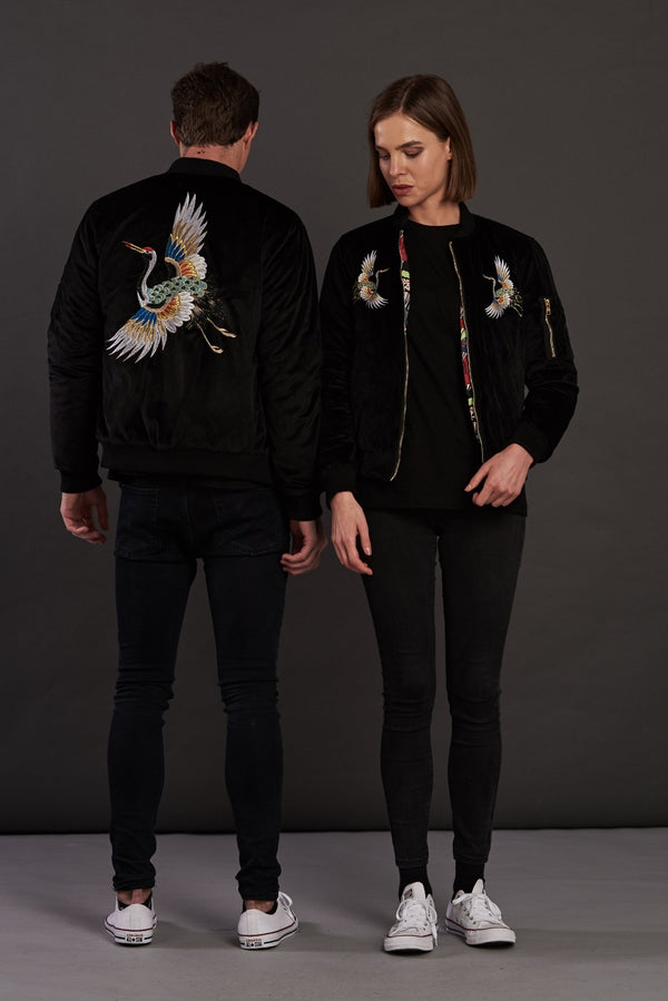 velvet reversible Statement bomber jacket for men and women