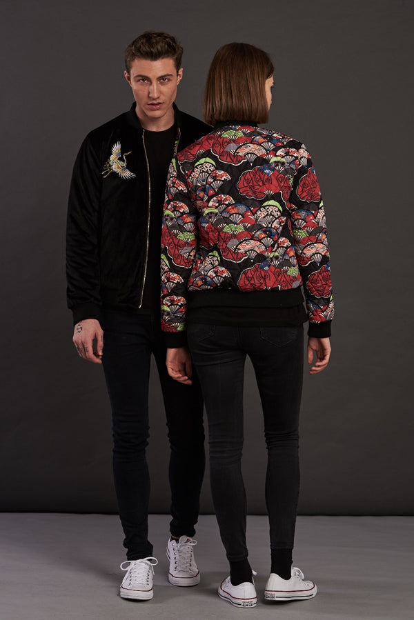velvet reversible Statement bomber jacket for men and women
