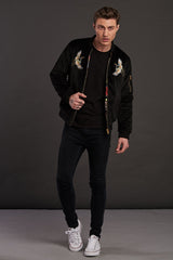 velvet reversible Statement bomber jacket for men
