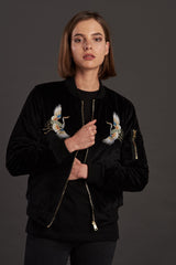 velvet reversible Statement bomber jacket for women