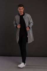 Reflective Longline bomber Jacket for men