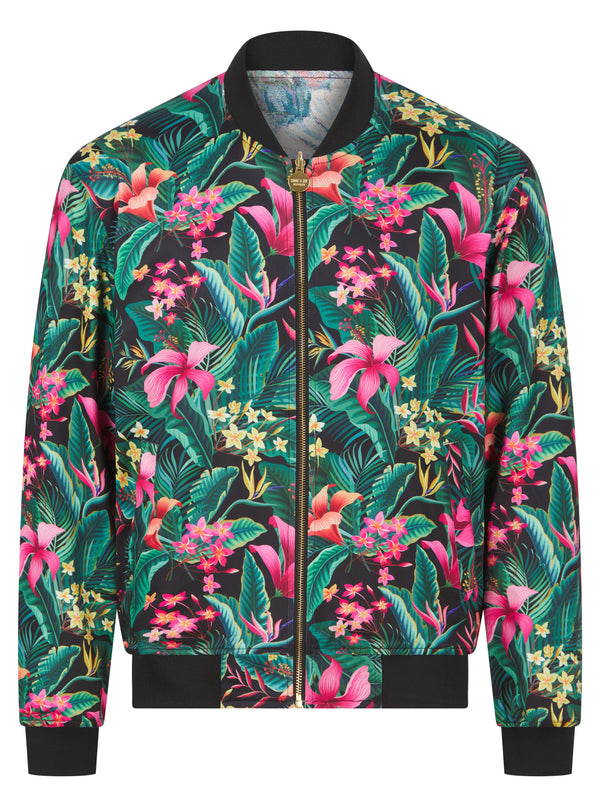 Soot and Ty Reversible Black Floral x Monet Sunflowers Bomber Jacket
