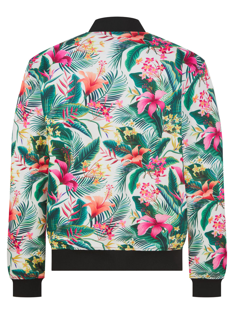 Soot and Ty Reversible White Floral x 2 Cranes Bomber Jacket