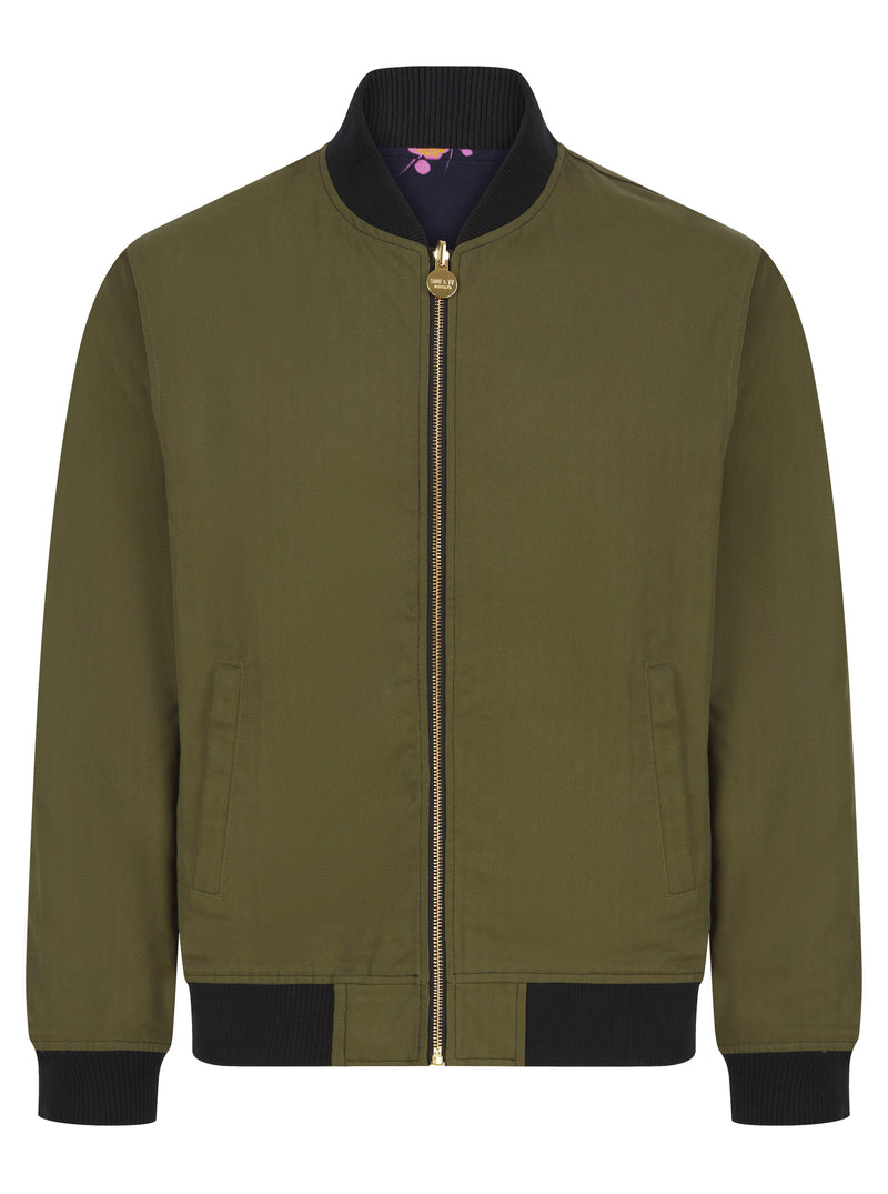 Soot and Ty Reversible Peacock Harrington Khaki Statement Bomber Jacket 2.0
