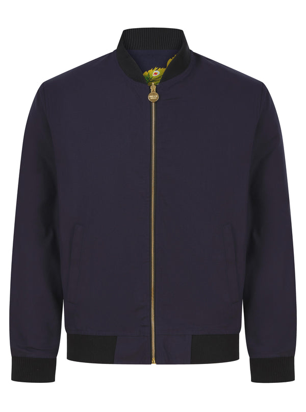 Soot and Ty Reversible Peacock Harrington Navy Statement Bomber Jacket 2.0