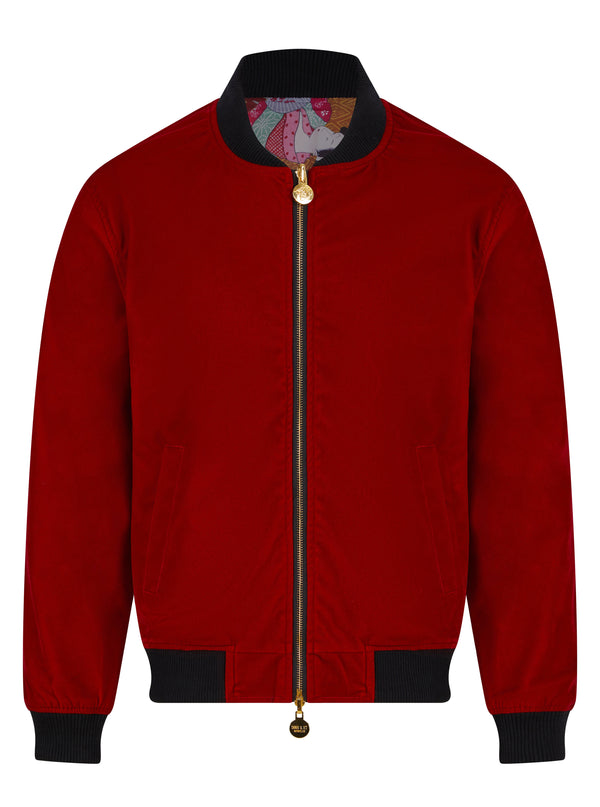 Soot and Ty Reversible Classic Velvet Red Statement Bomber Jacket 2.0