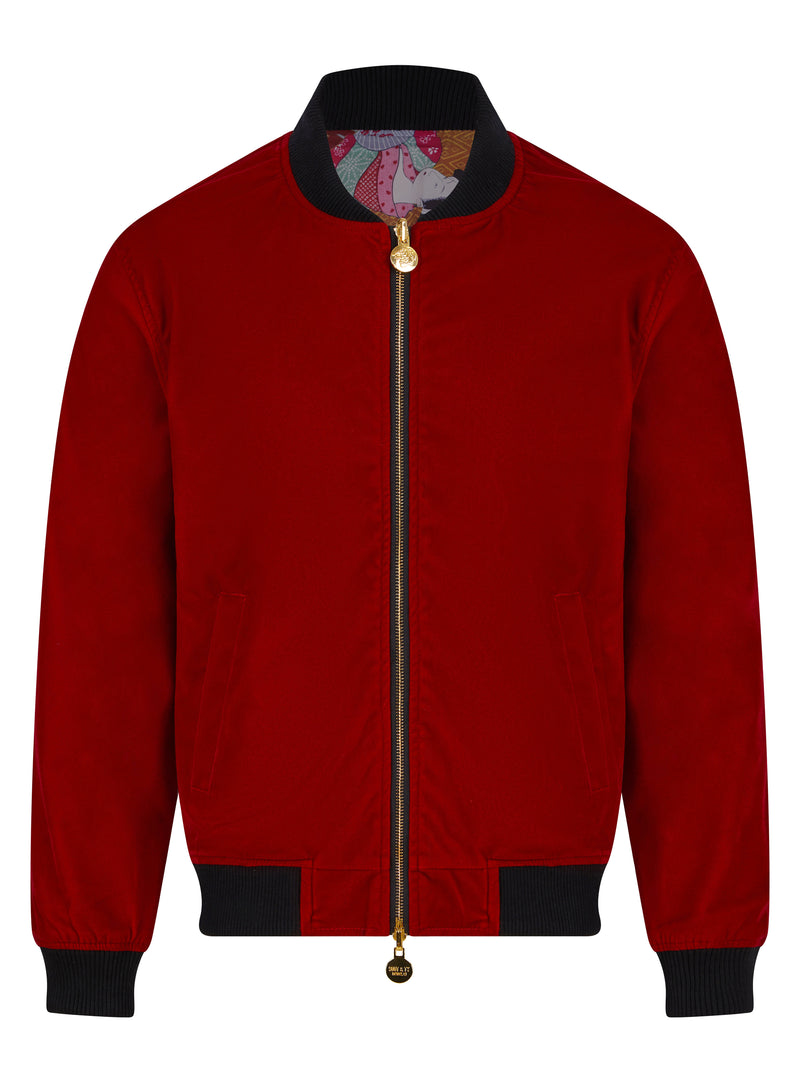Red velvet bomber jacket mens on sale