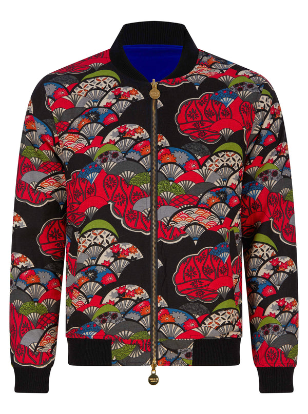 Soot and Ty Reversible Classic Velvet Blue Statement Bomber Jacket 2.0