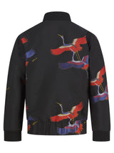 Soot and Ty Black Reversible Jacquard Crane Unisex Bomber Jacket