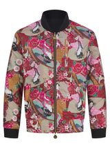 Soot and Ty Black Reversible Jacquard Crane Unisex Bomber Jacket