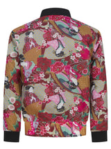 Soot and Ty Purple Floral Jacquard Reversible Statement Bomber Jacket