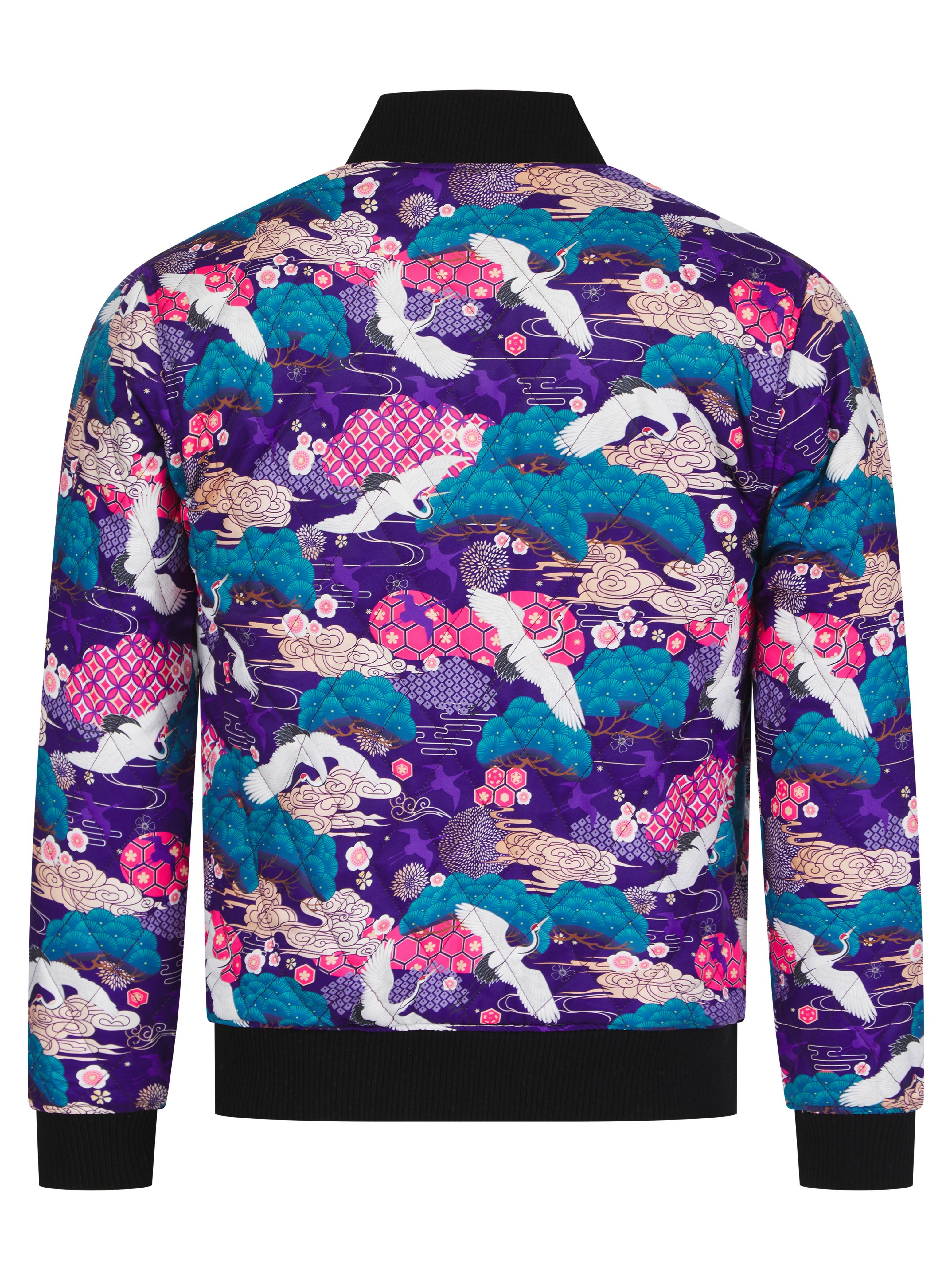 Electric Blue Velvet Reversible Tiger Sukajan Bomber Jacket