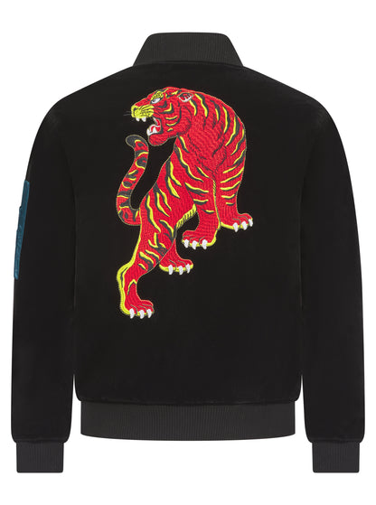 Black Reversible Velvet Tiger Sukajan Bomber Jacket