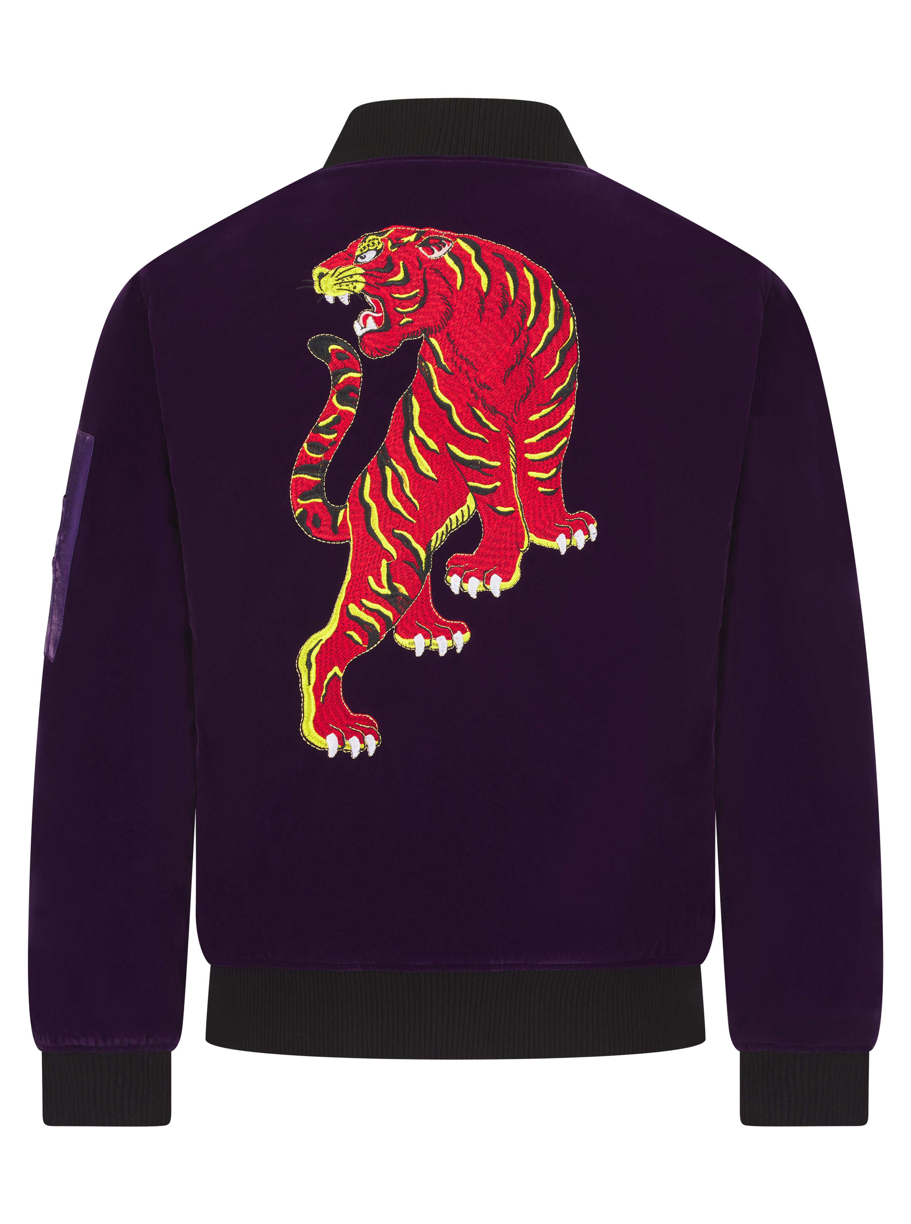 Royal Purple Reversible Velvet Tiger Sukajan Bomber Jacket