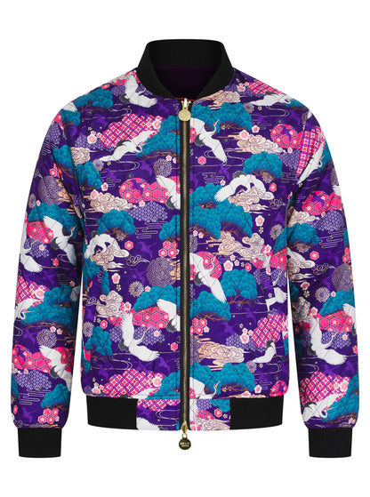 Royal Purple Reversible Velvet Tiger Sukajan Bomber Jacket
