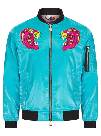 Baby Blue Lumiere Reversible Tiger Sukaja Unisex Bomber Jacket