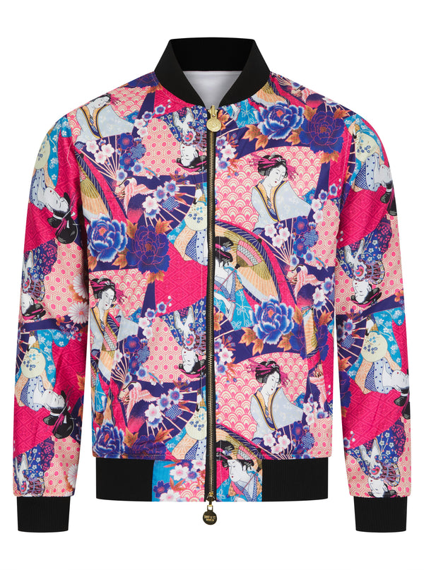 Soot and Ty Hot White Lumiere Reversible Tiger Sukajan Bomber Jacket