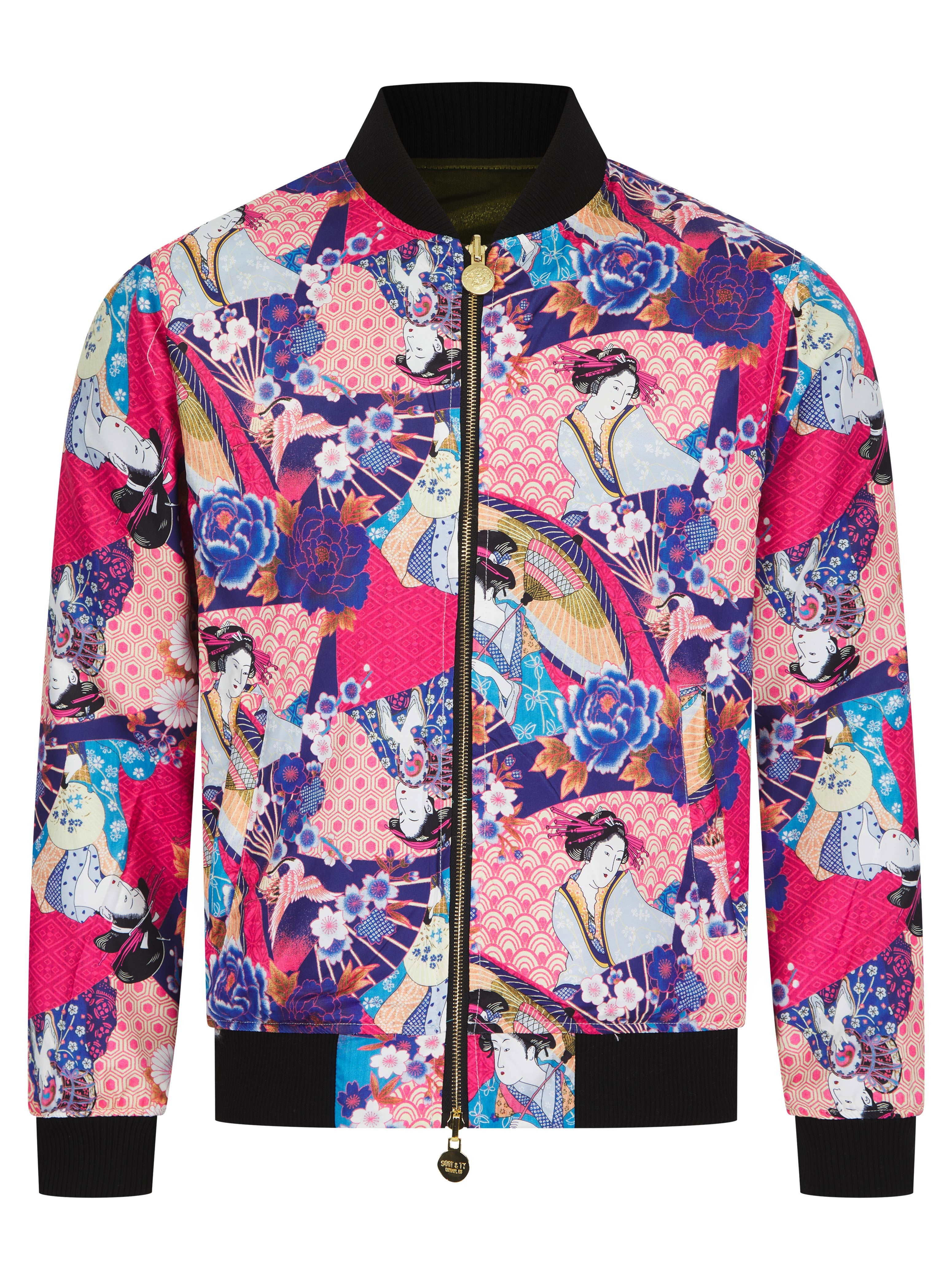 Olive Lumiere Reversible Tiger Sukajan Bomber Jacket