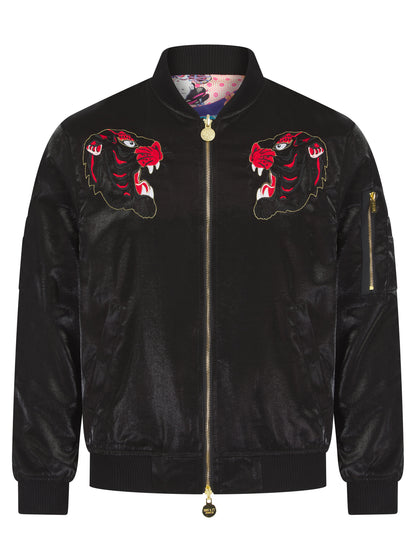 Black Lumiere Reversible Tiger Sukajan Bomber Jacket