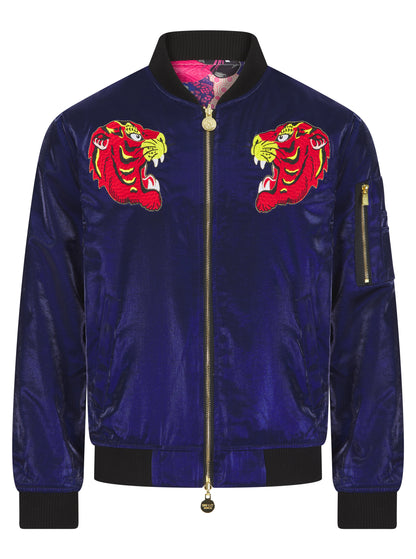 Navy Lumiere Reversible Tiger Sukajan Bomber Jacket