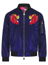 Soot and Ty Midnight Navy Fil Lumiere Reversible Tiger Sukajan Bomber Jacket