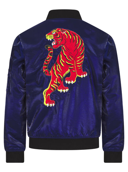 Navy Lumiere Reversible Tiger Sukajan Bomber Jacket