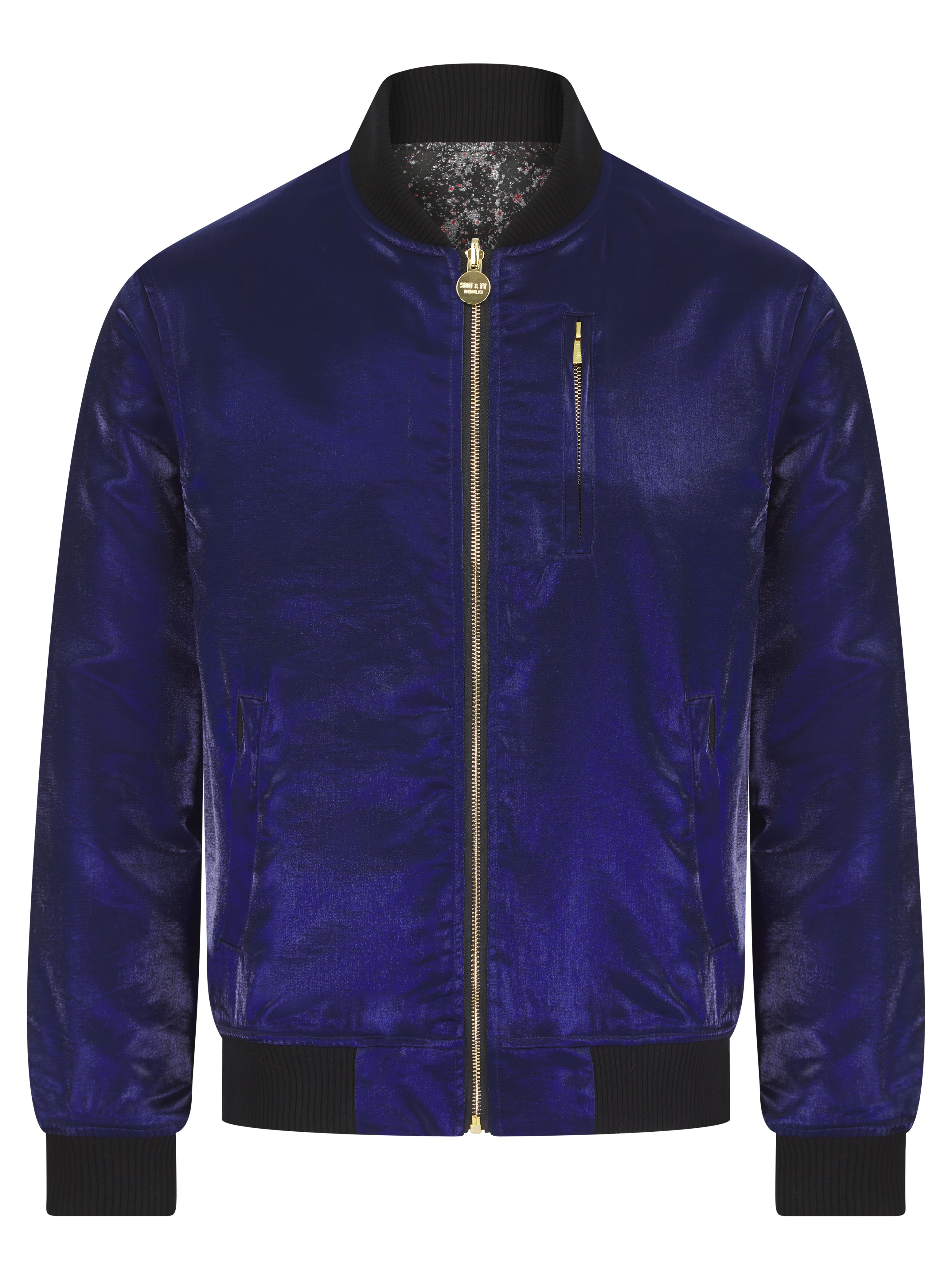 Navy Fil Lumiere Reversible Classic Bomber Jacket