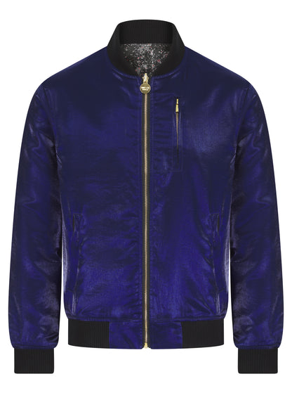 Navy Fil Lumiere Reversible Classic Bomber Jacket