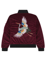 Soot and Ty Kids Velvet Reversible Burgundy Sukajan Bomber Jacket