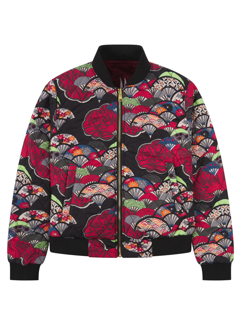 Soot and Ty Kids Velvet Reversible Burgundy Sukajan Bomber Jacket