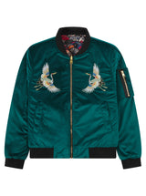 Soot and Ty Kids Velvet Reversible Emerald Sukajan Bomber Jacket