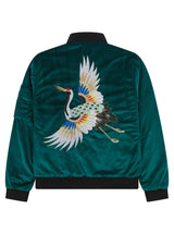 Soot and Ty Kids Velvet Reversible Emerald Sukajan Bomber Jacket