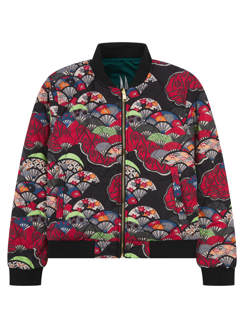 Soot and Ty Kids Velvet Reversible Emerald Sukajan Bomber Jacket