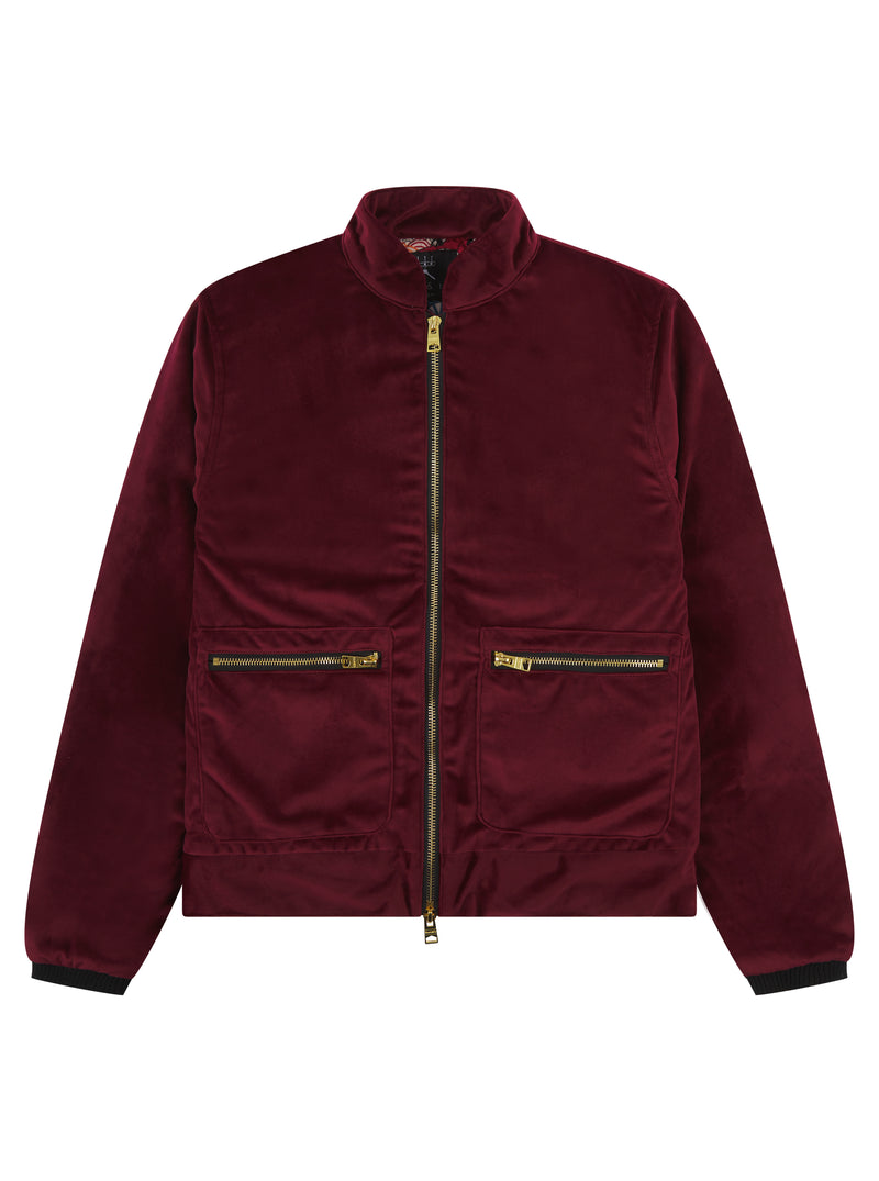 Soot and Ty Kids Velvet Burgundy Biker Jacket