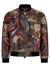 Soot and Ty Vivid Crane Garden Jacquard Unisex Bomber Jacket