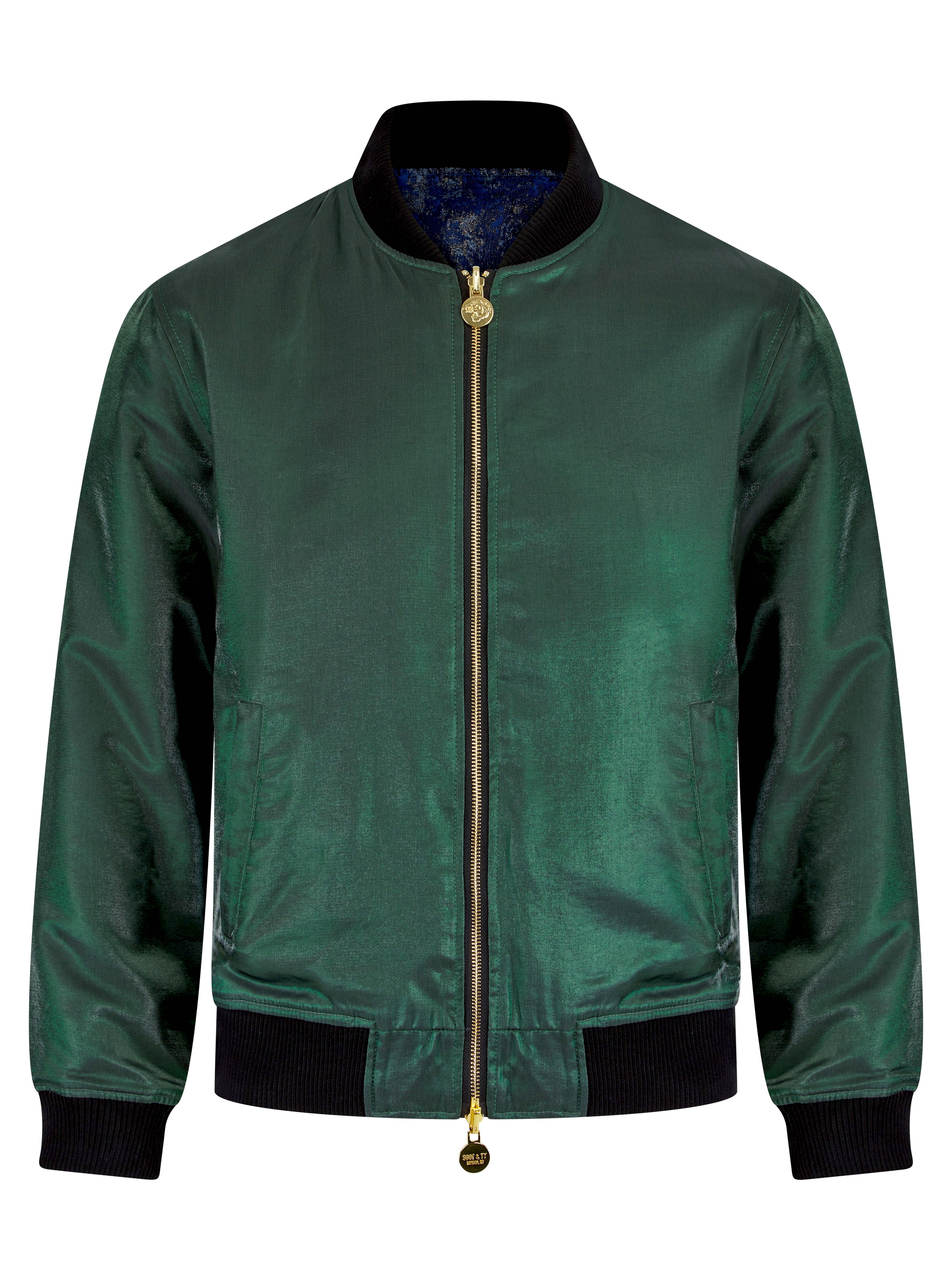 Green Reversible Tiger Sukajan Unisex Bomber Jacket