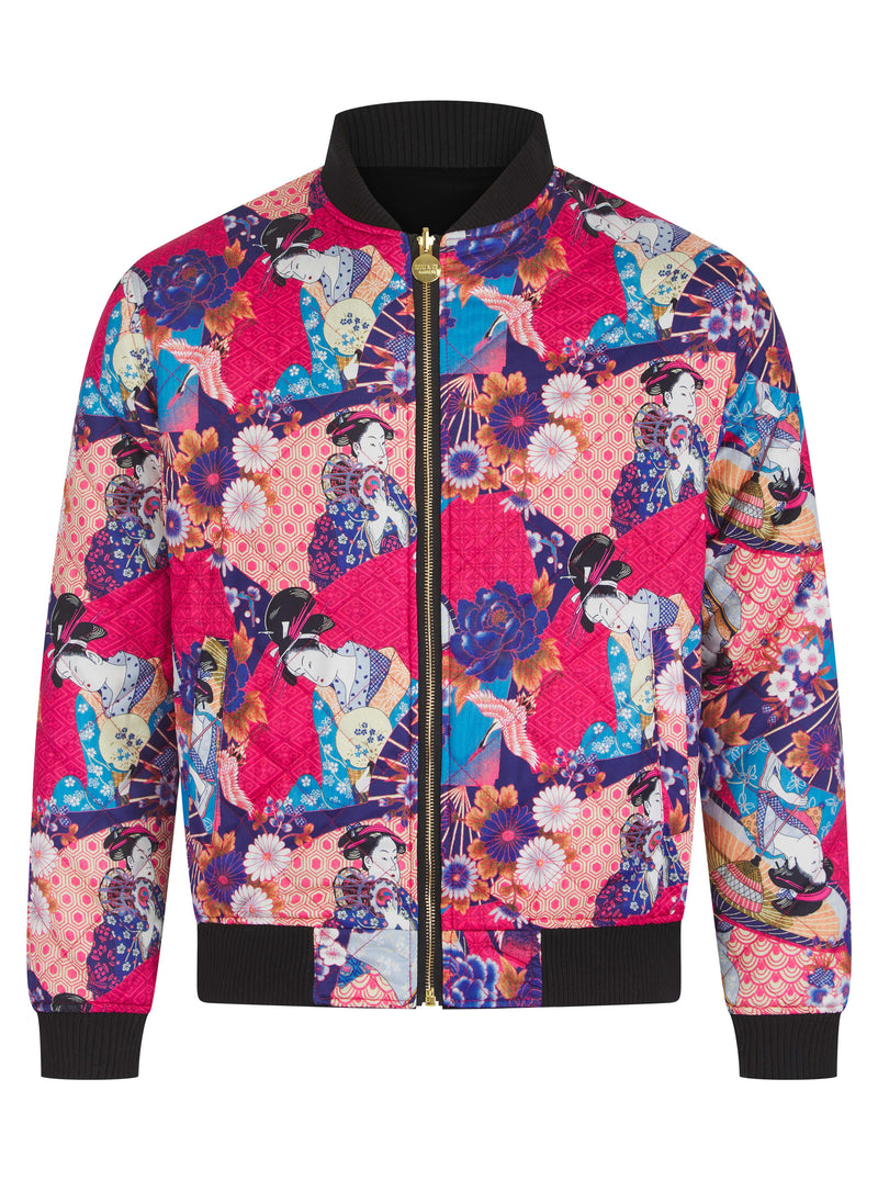Soot and Ty Black Reversible Classic Velvet Quilted Unisex Bomber Jacket