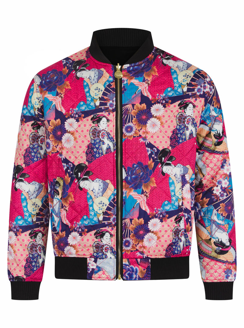 Soot and Ty Emerald Reversible Classic Velvet Quilted Unisex Bomber Jacket