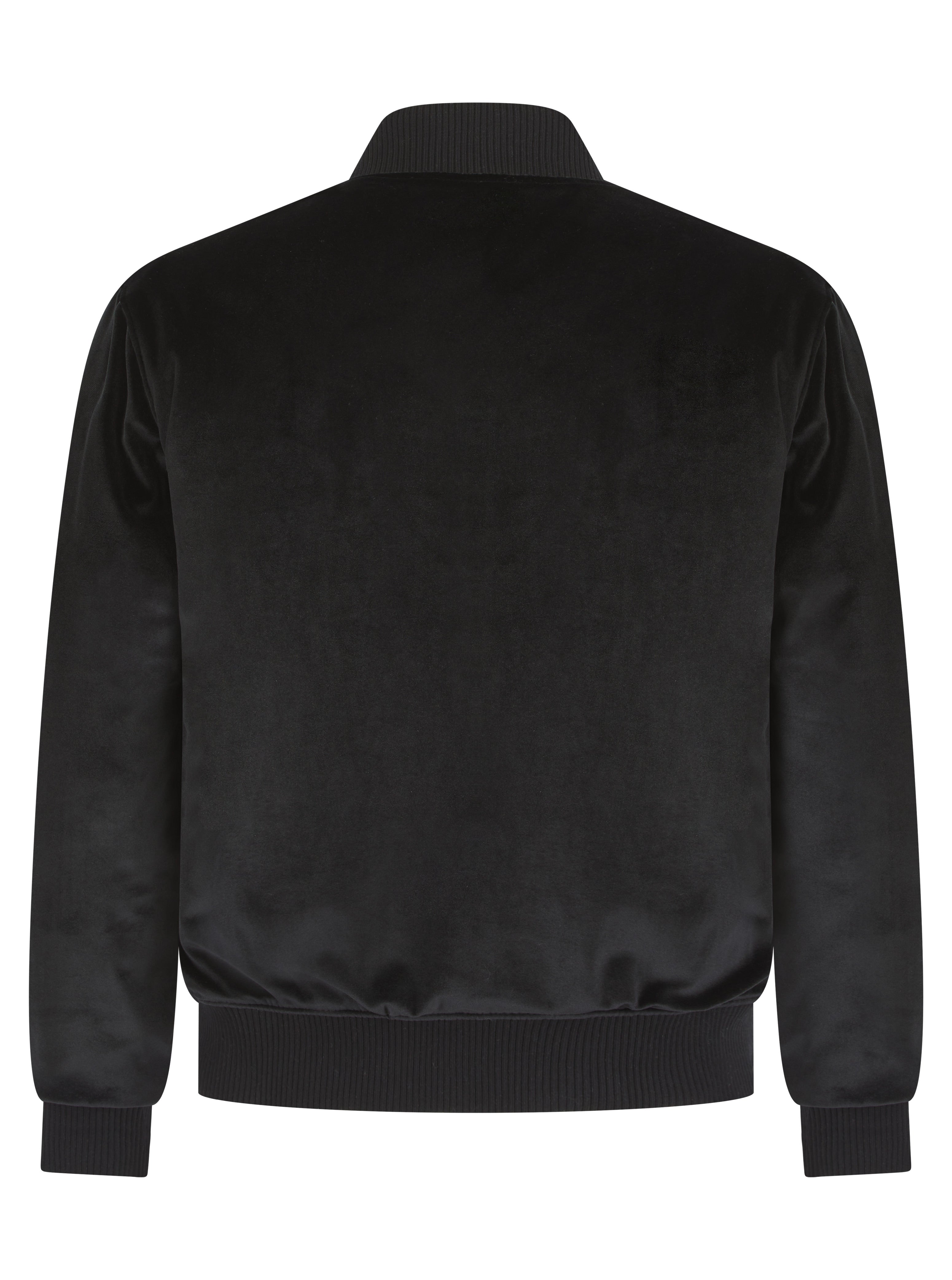 Black Reversible Velvet Quilted Bomber Jacket